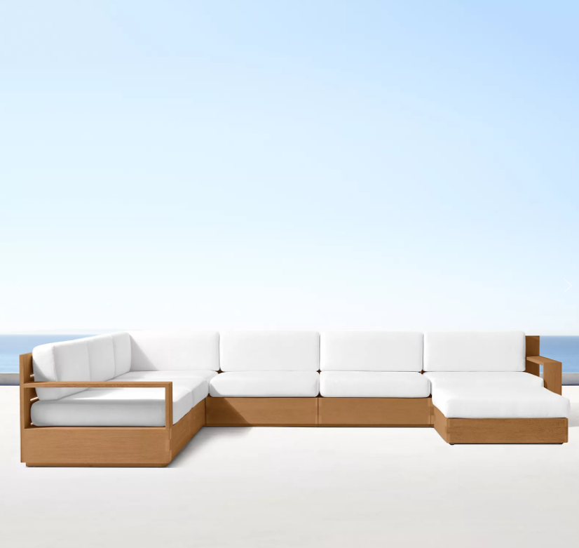 Teak modular U-sofa chaise sectional outdoor furniture