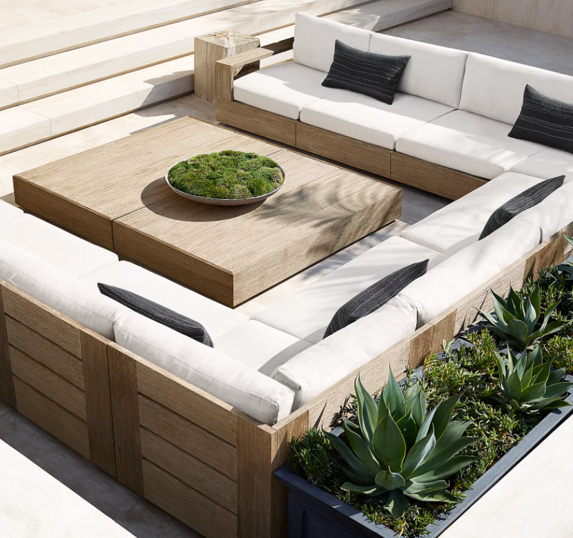 Teak modular U-sofa chaise sectional outdoor furniture