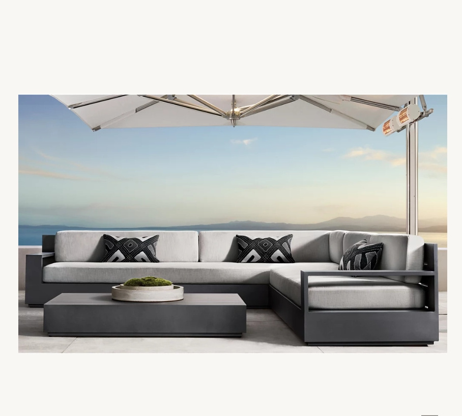 Outdoor Sofa Set Garden Patio Furniture Sofa Luxury Hotel Furniture Aluminum Left-arm L sectional