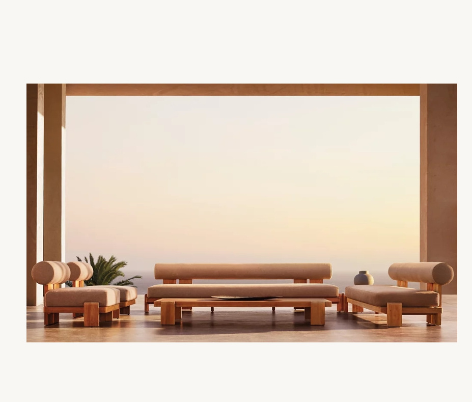 Teak Furniture Sofa Sectional Garden Furniture Deep Seating Solid Wood Teak Sofa Set