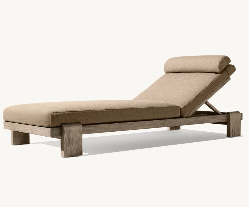 Factory wholesale Teak wood chaise outdoor furniture set reclined sofa sun lounger folded couch for pool/hotel/villa