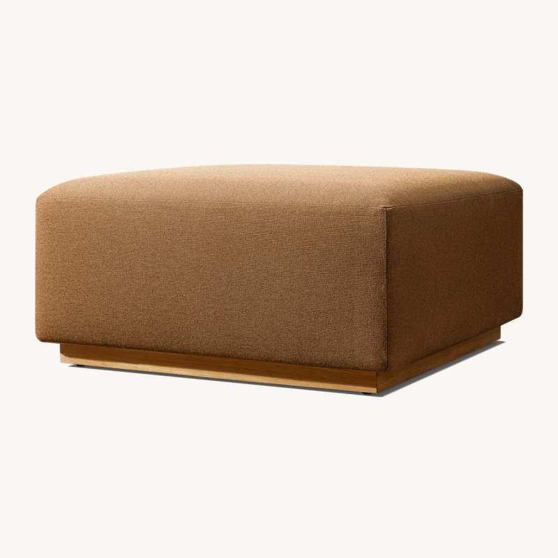 Minimalism upholstered pouf stool chair thickness cushion all-weathered teak outdoor furniture ottoman