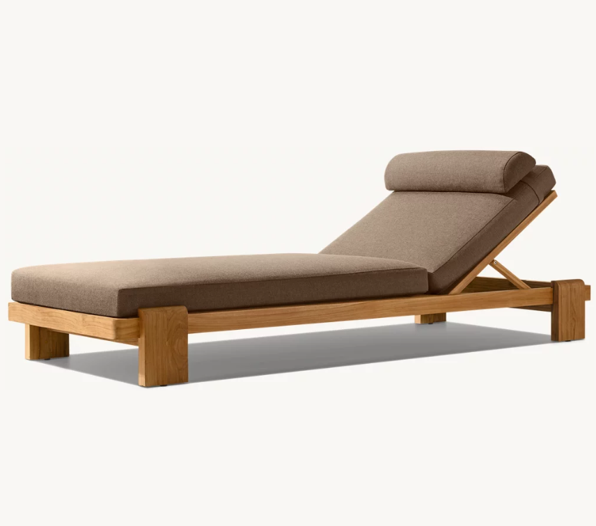 New Teak wood chaise double chaise outdoor sofa sets furniture set villa lounger pool sunbed garden daybed single couch chair