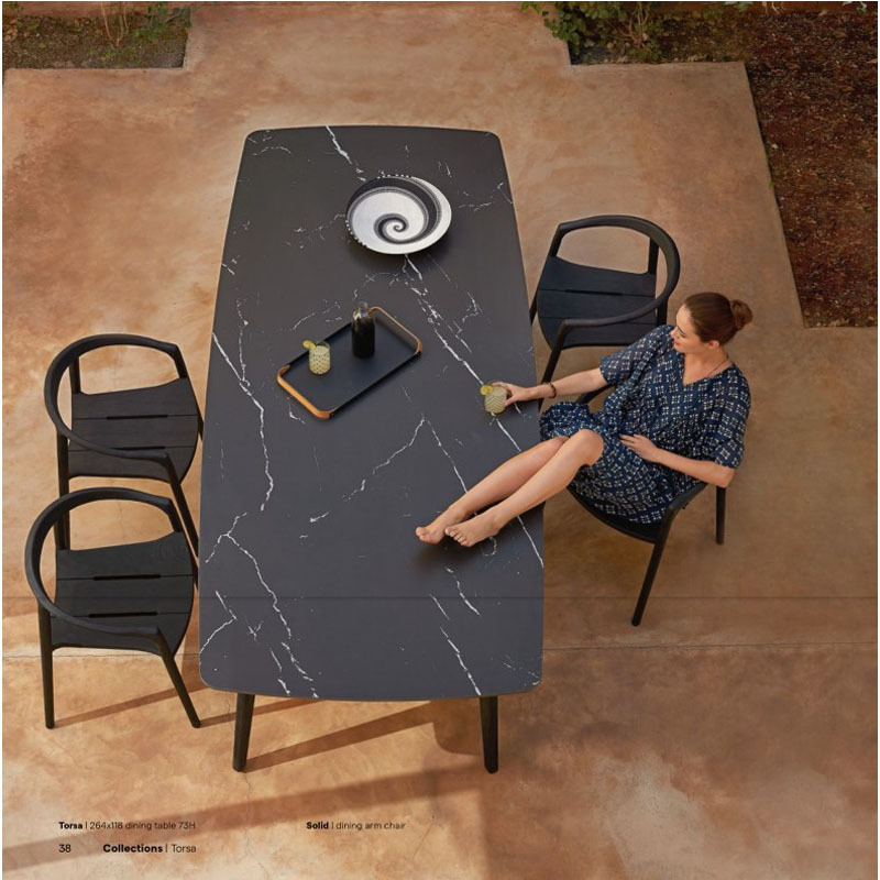 Outdoor furniture garden patio dinning table slate top dinning table