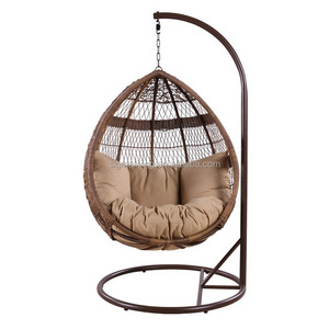 Durable Best Seller Chicken Egg Pod Single Hanging Swing Chairs Water Drop Shaped Rattan Rope Basket