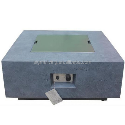 outdoor furniture garden set natural gas propane fire pit table light grey square firepit tables