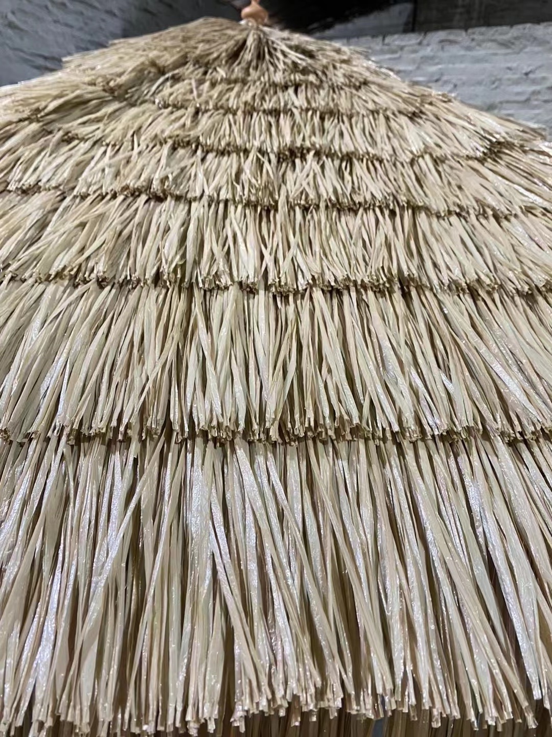 Hot sale outdoor thatch umbrella custom new beach straw umbrella with tassel high-end umbrella