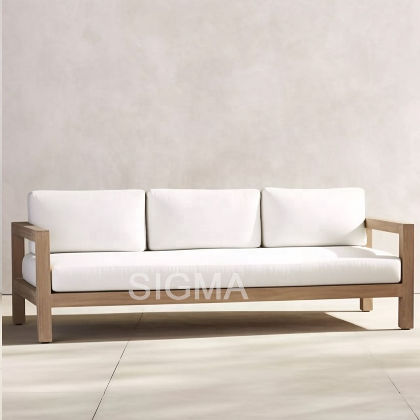 New arrival hotel garden furniture patio sofa set solid wood frame outdoor couch