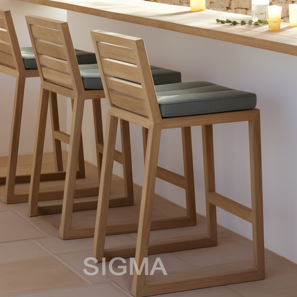 SIGMA Outdoor Furniture Sets Waterproof All-weathered Teak Wood Luxury Dining Chairs