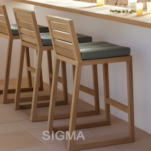 SIGMA Outdoor Furniture Sets Waterproof All-weathered Teak Wood Luxury Dining Chairs