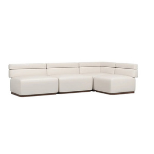 95" Modern L-shaped white corner faux leather upholstery modular sectional floor sofa