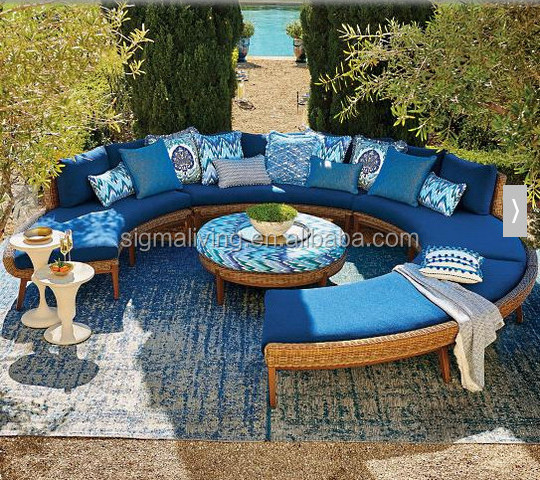 Best selling elegant garden furniture curved sofa sets wicker sofas for sale