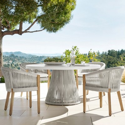 Hot Selling Terrace Outdoor Restaurant Patio Garden Set Furniture Woven Outdoor Dining Rope Chair Round Table Balcony