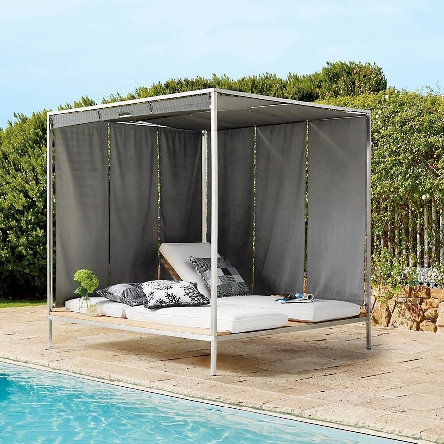 outdoor waterproof daybed teak wicker rattan garden daybed with canopy cabana daybed