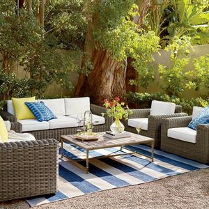 Luxury round rattan courtyard furniture  outdoor sofa set rattan patio sofa set outdoor furniture