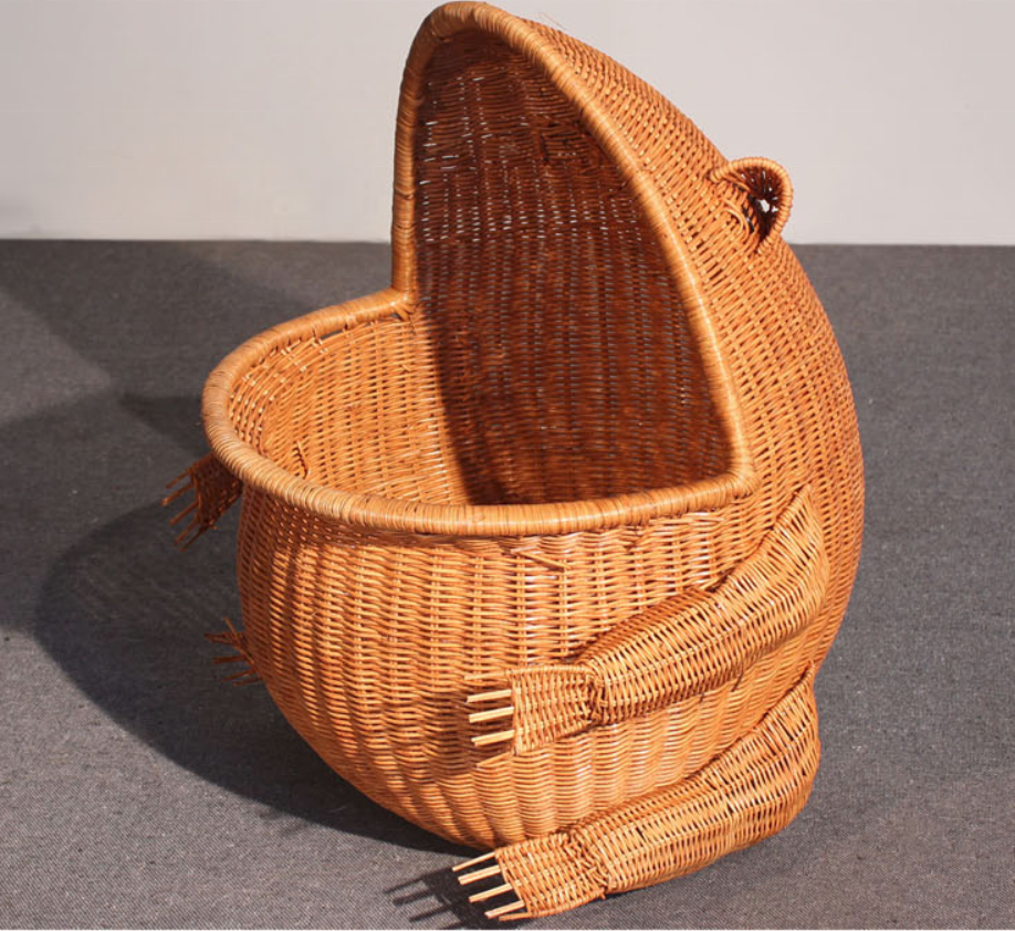 Handicraft Frog Arrangement Cane Woven Basket Receiving Box Storage Basket for Blankets Shoe Towel Laundry Toys Sundries