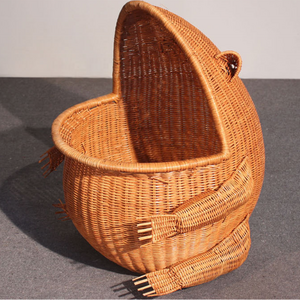 Handicraft Frog Arrangement Cane Woven Basket Receiving Box Storage Basket for Blankets Shoe Towel Laundry Toys Sundries