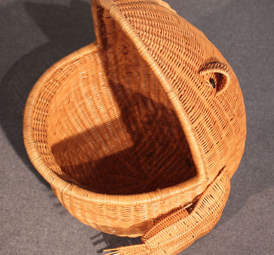 Handicraft Frog Arrangement Cane Woven Basket Receiving Box Storage Basket for Blankets Shoe Towel Laundry Toys Sundries