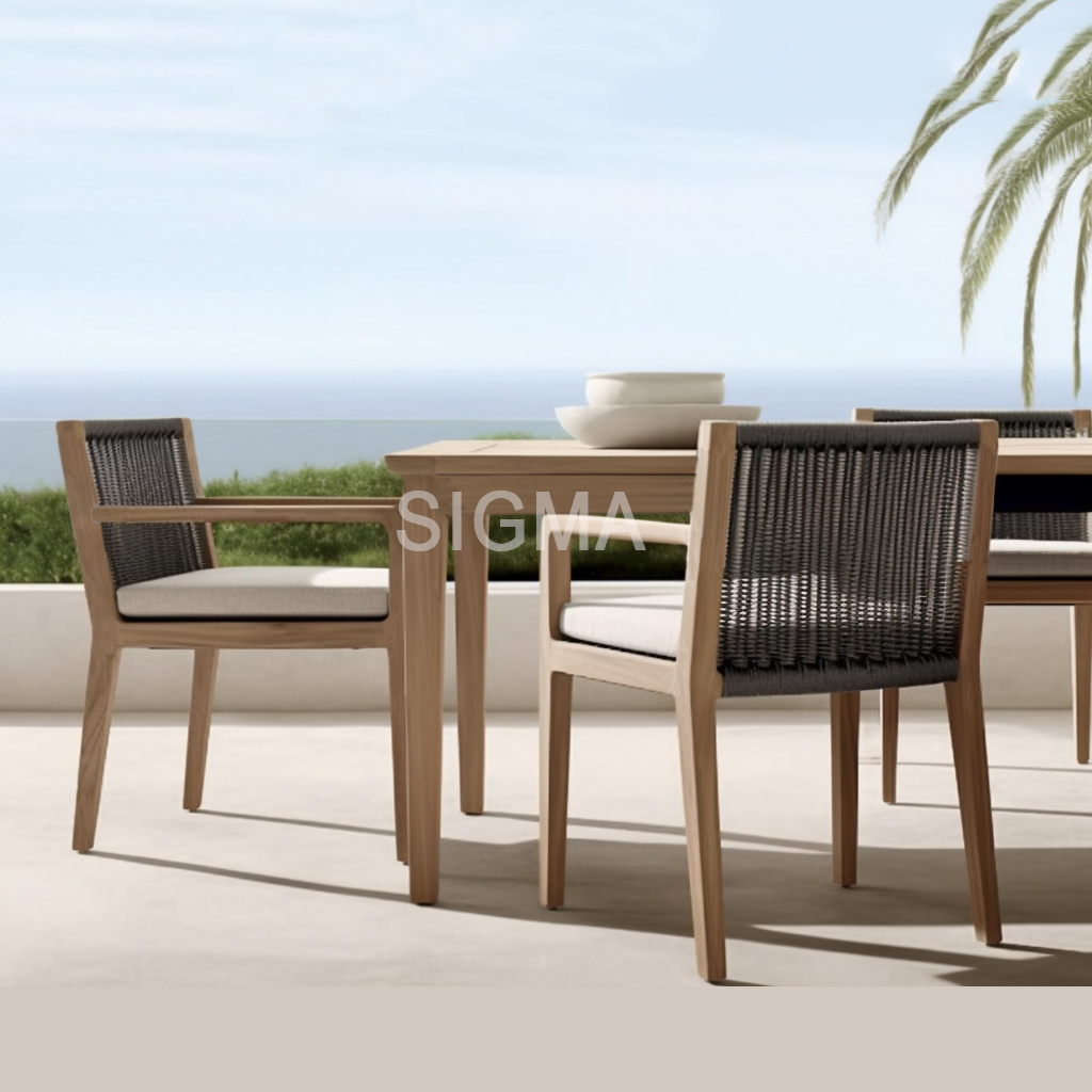 Outdoor Teak Wood Furniture Outdoor Sigma Lounge Chair Woven Rattan Dining Chair