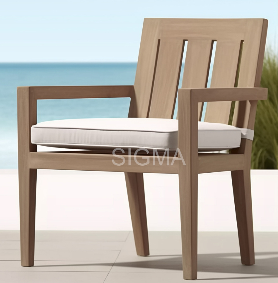 Factory Wholesale Outdoor Teak Furniture Wooden Armchair Garden Chair  Teak Dining Chair And Table