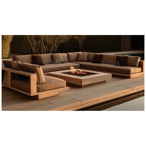 Low Price Modernos Estilo Modern Design Low Price Comfort Outdoor Solid Wood Garden Set Furniture Patio Couch 2 Seater Sofa