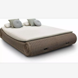 New arrival outdoor furniture soft rattan reclining chaise large lounger sunbed