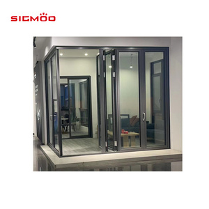 Outdoor Exterior Bifold Doors Modern designs Aluminum Alloy Double Tempered Glass Bi Folding Door Patio