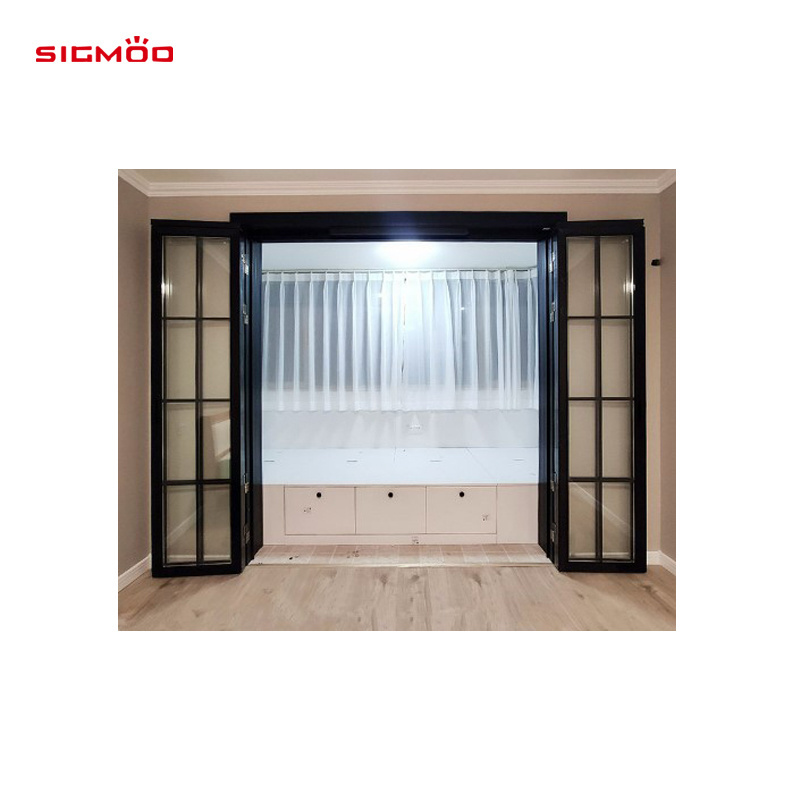 Aluminium Double Open Folding Swing Door Glass PT / PD Door For Kitchen And Bathroom