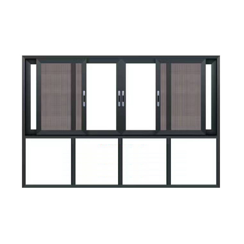 Modern Minimalist Style Roller Aluminum Glass Bedroom Sound Proof  Sliding Window