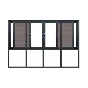 Modern Minimalist Style Roller Aluminum Glass Bedroom Sound Proof  Sliding Window