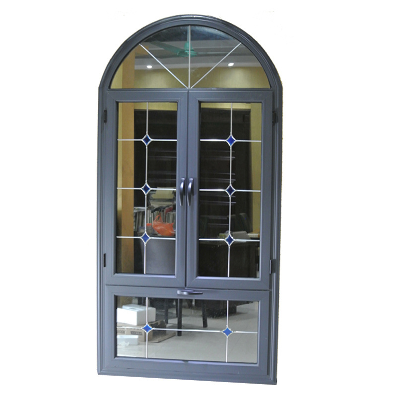 sigmod arched window with grill design glass windows french window