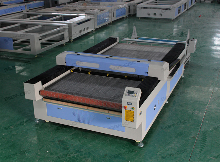 CO2 laser double heads auto feeding fabric/textile cutting machine with CCD camera