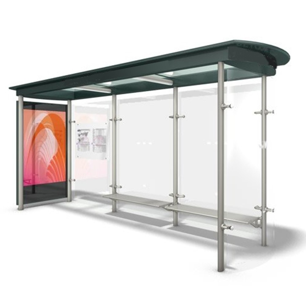 Outdoor Metal Advertising Bus Stop Shelter with Lightbox