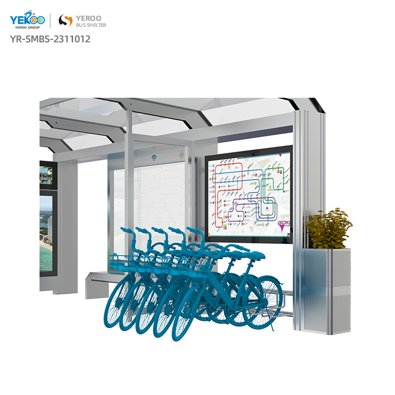 Street Bus Stop Shelter Outdoor Steel Bus Station