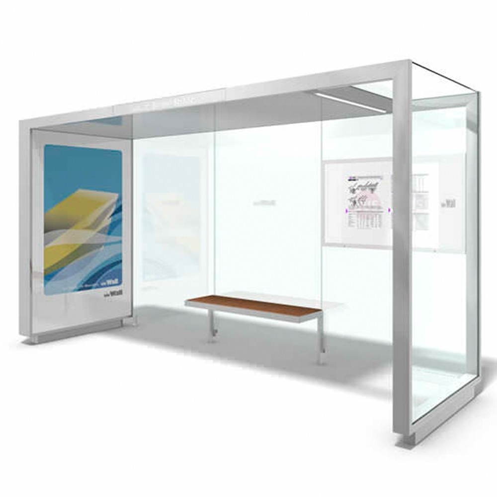 Outdoor Metal Advertising Bus Stop Shelter with Lightbox