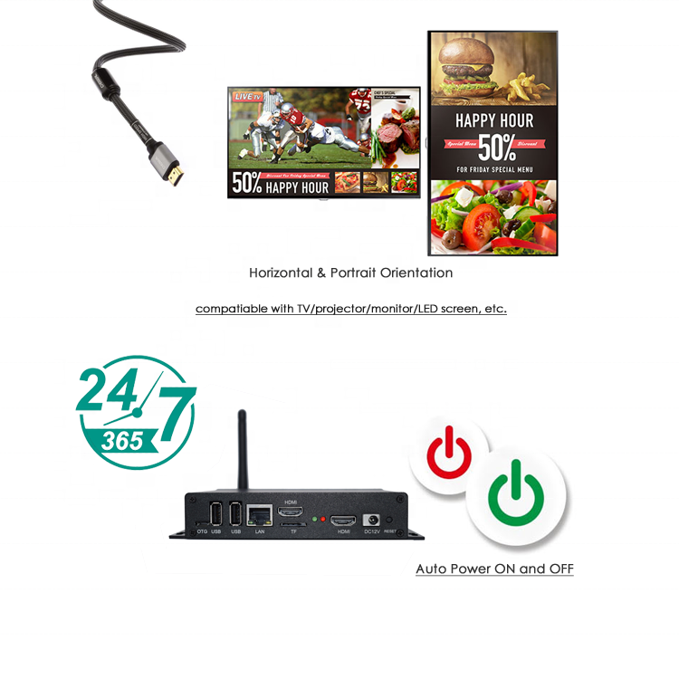 Network wireless restaurant LIVE TV digital menu boards media player for sports bar and pub