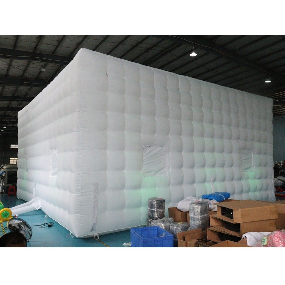 26x26x13ft outdoor large blow up party events nightclub tent inflatable cube tent with LED lights