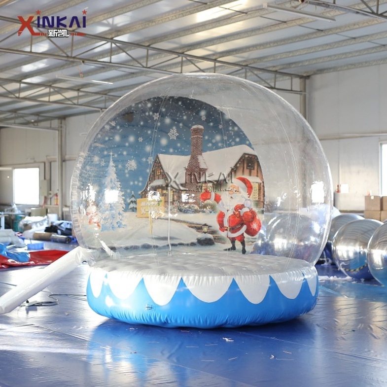 Transparent PVC Photo Booth Giant Inflatable Human Snow Globe with Snowman/Christmas theme, Halloween theme backdrops