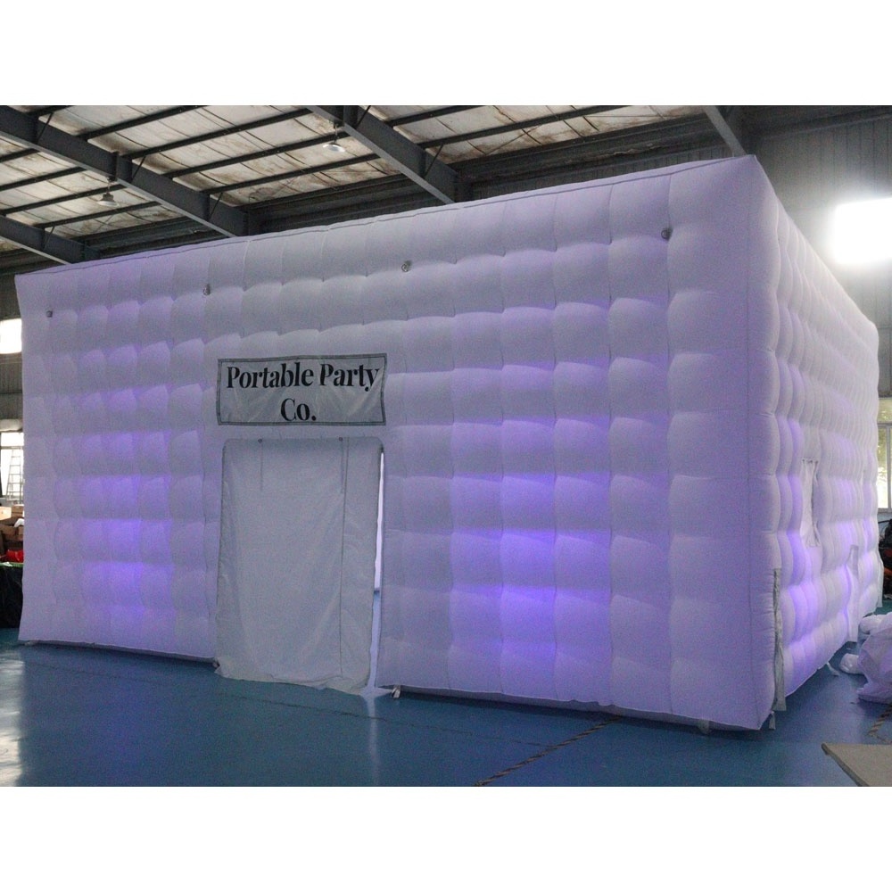 26x26x13ft outdoor large blow up party events nightclub tent inflatable cube tent with LED lights