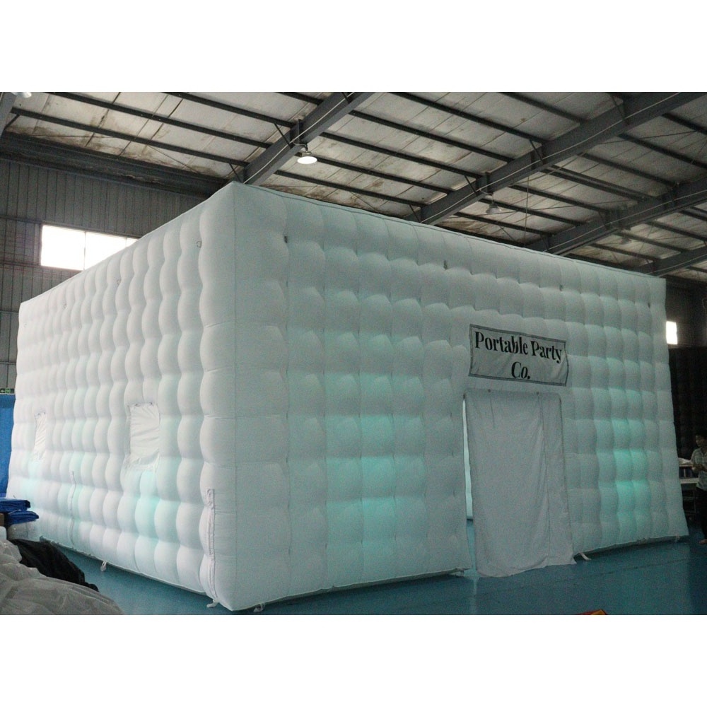 26x26x13ft outdoor large blow up party events nightclub tent inflatable cube tent with LED lights