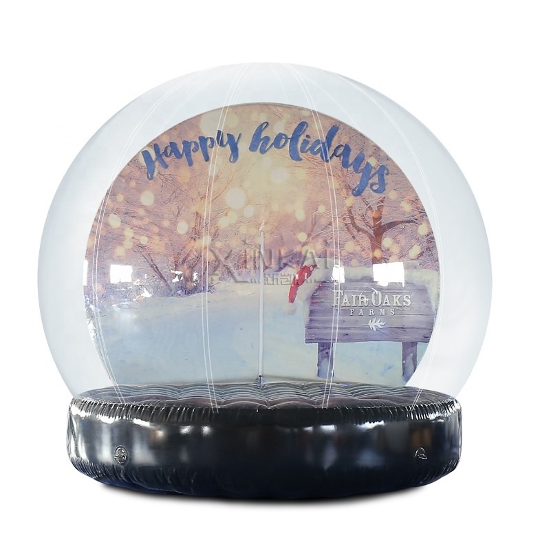 Transparent PVC Photo Booth Giant Inflatable Human Snow Globe with Snowman/Christmas theme, Halloween theme backdrops