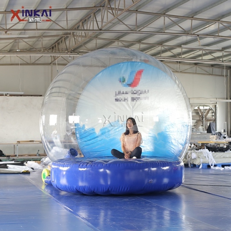 Transparent PVC Photo Booth Giant Inflatable Human Snow Globe with Snowman/Christmas theme, Halloween theme backdrops