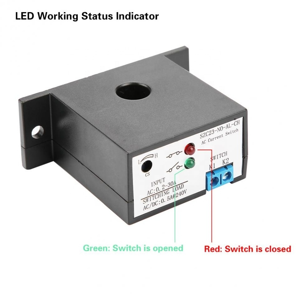 Normally Open Current Sensing Switch Adjustable AC 0.2-30A SZC23-NO-AL-CH Sensor Switch