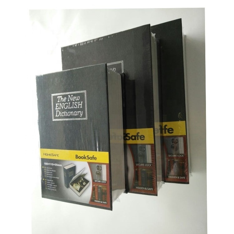 Large/Medium/Small Portable Lockable Book Safe Box With Key Lock Metal Security Money Box Cash Safe Box