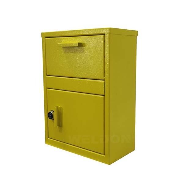 Outdoor Small Size Fence Installed Parcel Letter Delivery Box Mailbox With Digital Lock Yellow