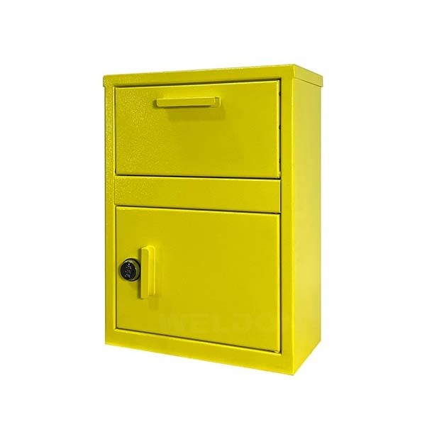 Outdoor Small Size Fence Installed Parcel Letter Delivery Box Mailbox With Digital Lock Yellow