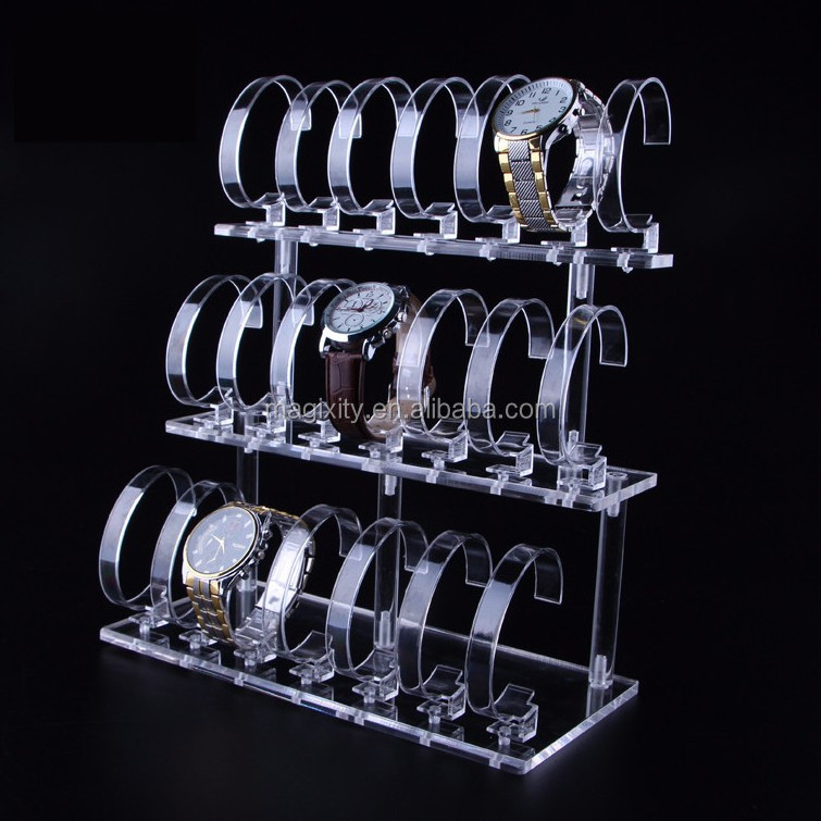 Custom High quality cardboard acrylic counter watch display stand