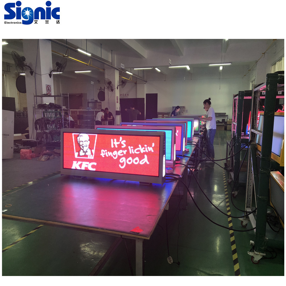 Shenzhen factory Double Sides P2.5mm  P3 P5  Wireless Led Display Board Taxi Car Top Led Video Sign