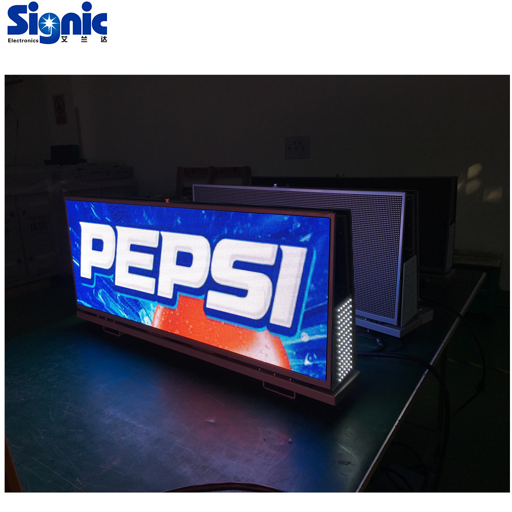 Shenzhen factory Double Sides P2.5mm  P3 P5  Wireless Led Display Board Taxi Car Top Led Video Sign