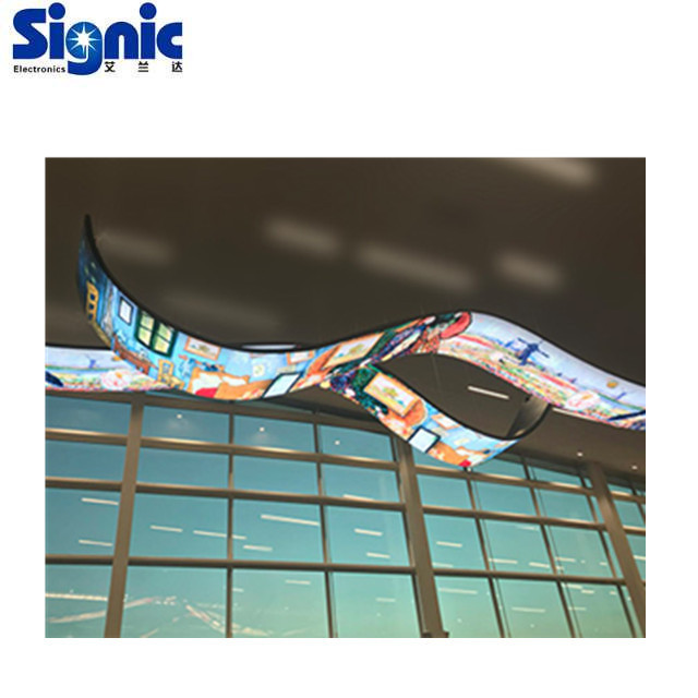 Cylindrical soft P2 circular 256x128mm LED display panel flexible led tv screen